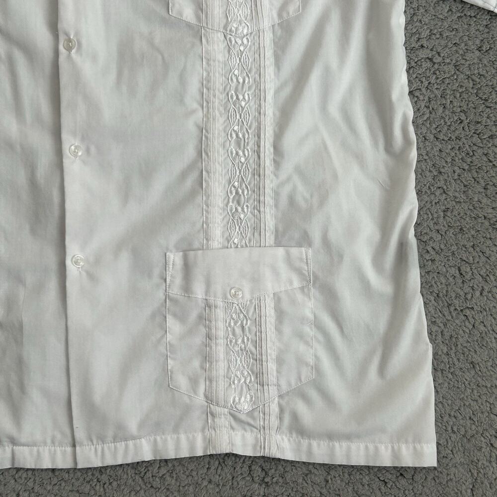 Maximos Yucatan Guayabera Shirt Adult XL White Polyester Blend 4 Pocket Mexico - Picture 8 of 14